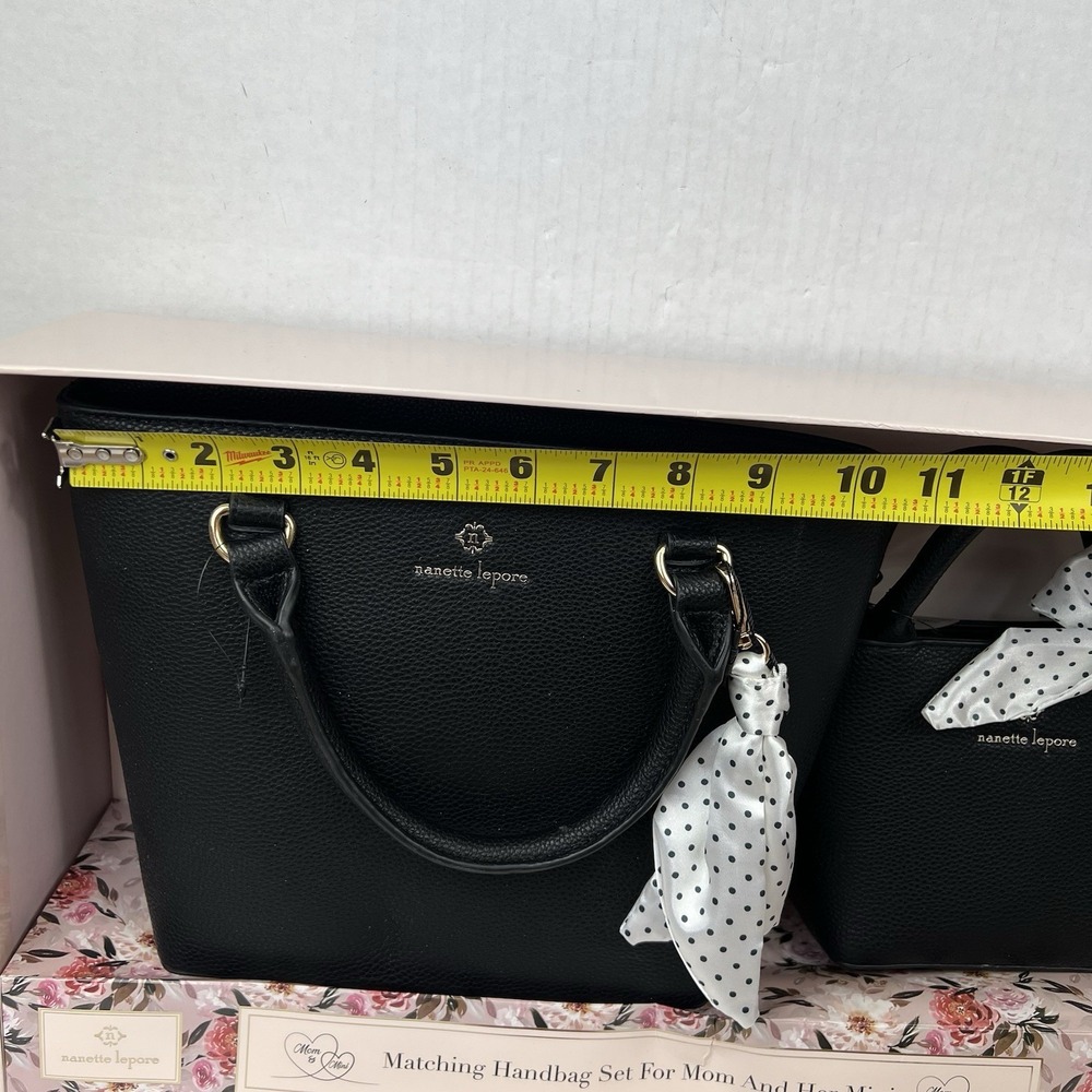 Nanette Lepore Mom & Mini Matching Handbag Set Black Tote & Mini Purse NWT - Picture 7 of 12